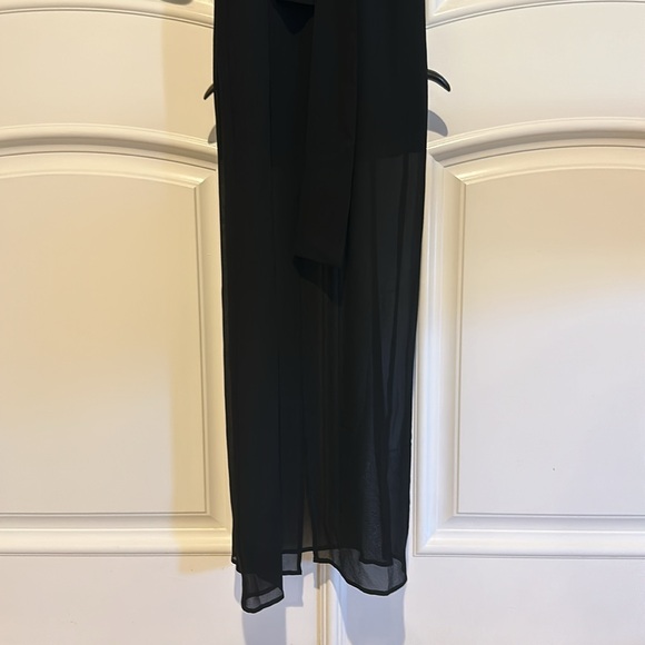 St. John Tonal Beaded Long Sleeve Silk Georgette Gown - Picture 10 of 12